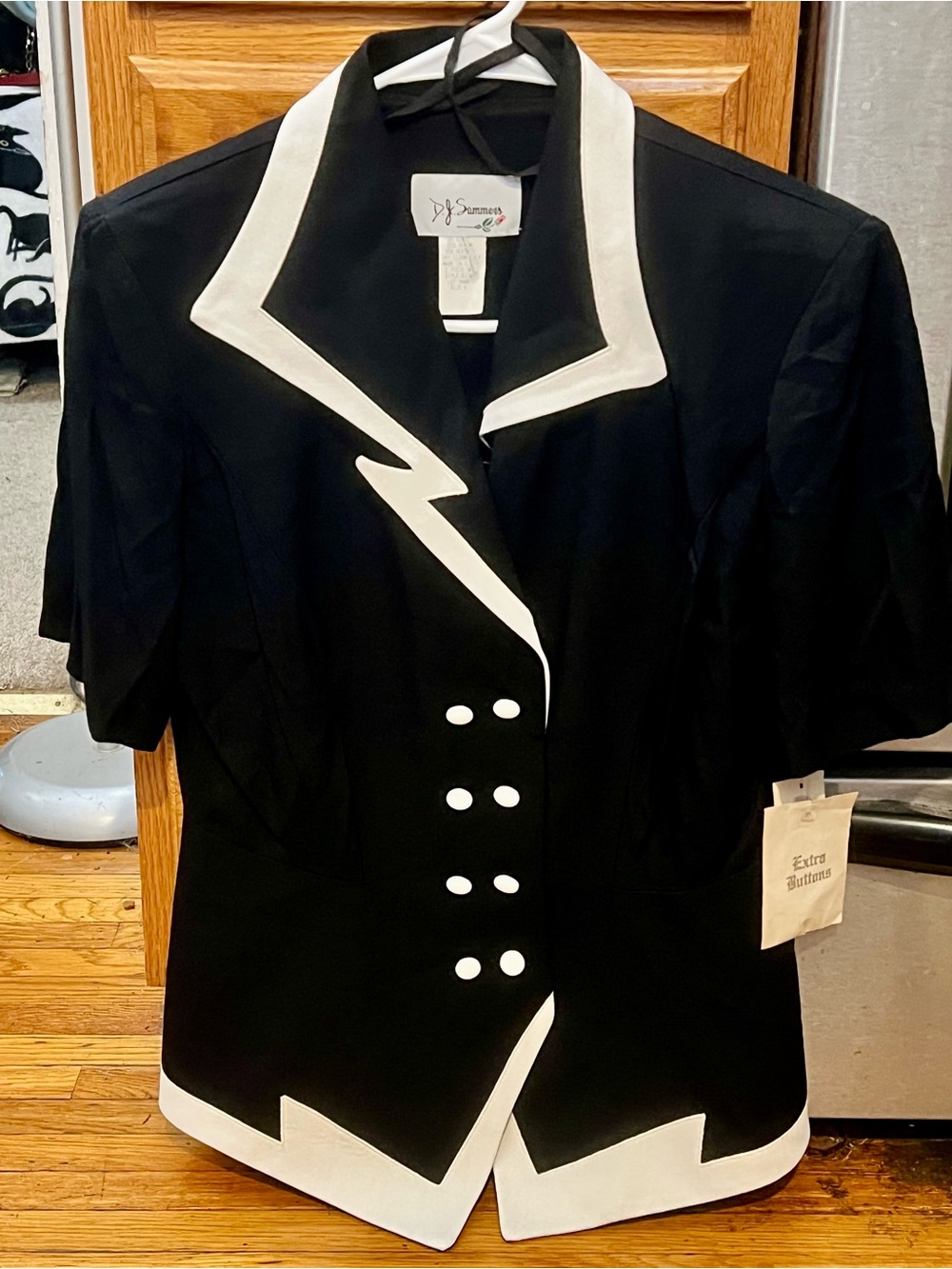 Vintage 80s D.J. Summers Nautical Blazer Navy Cream Double Breasted NWT Size 6